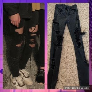 AE black distressed jeans
